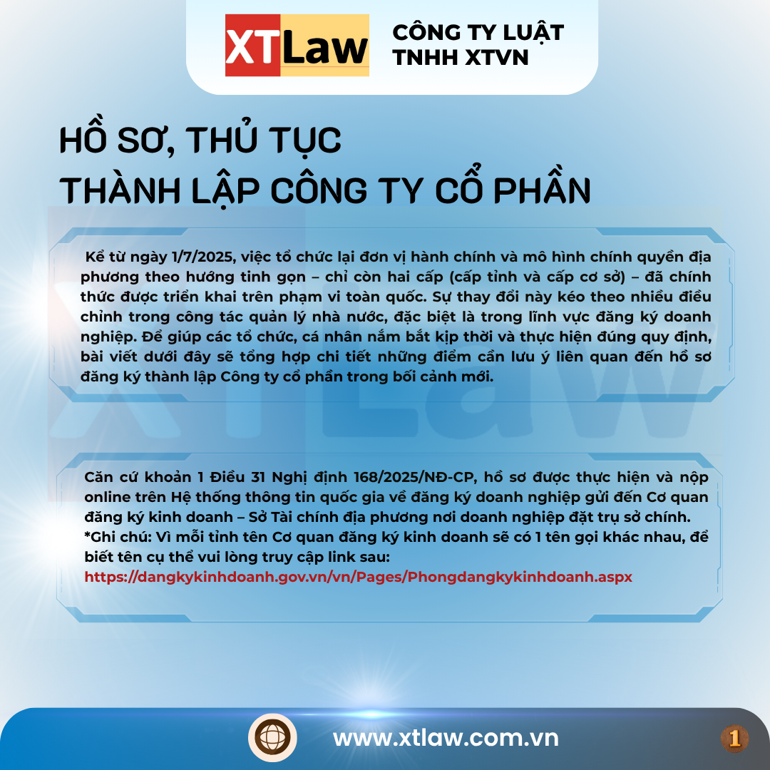 HỒ SƠ, THỦ TỤC THÀNH LẬP CÔNG TY CỔ PHẦN